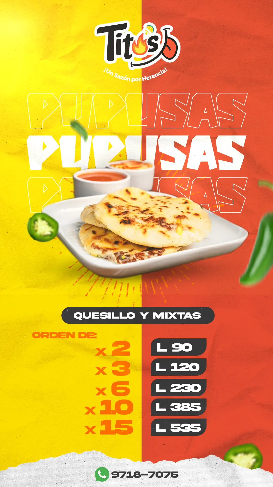 Story para promoción de pupusas - Titos's